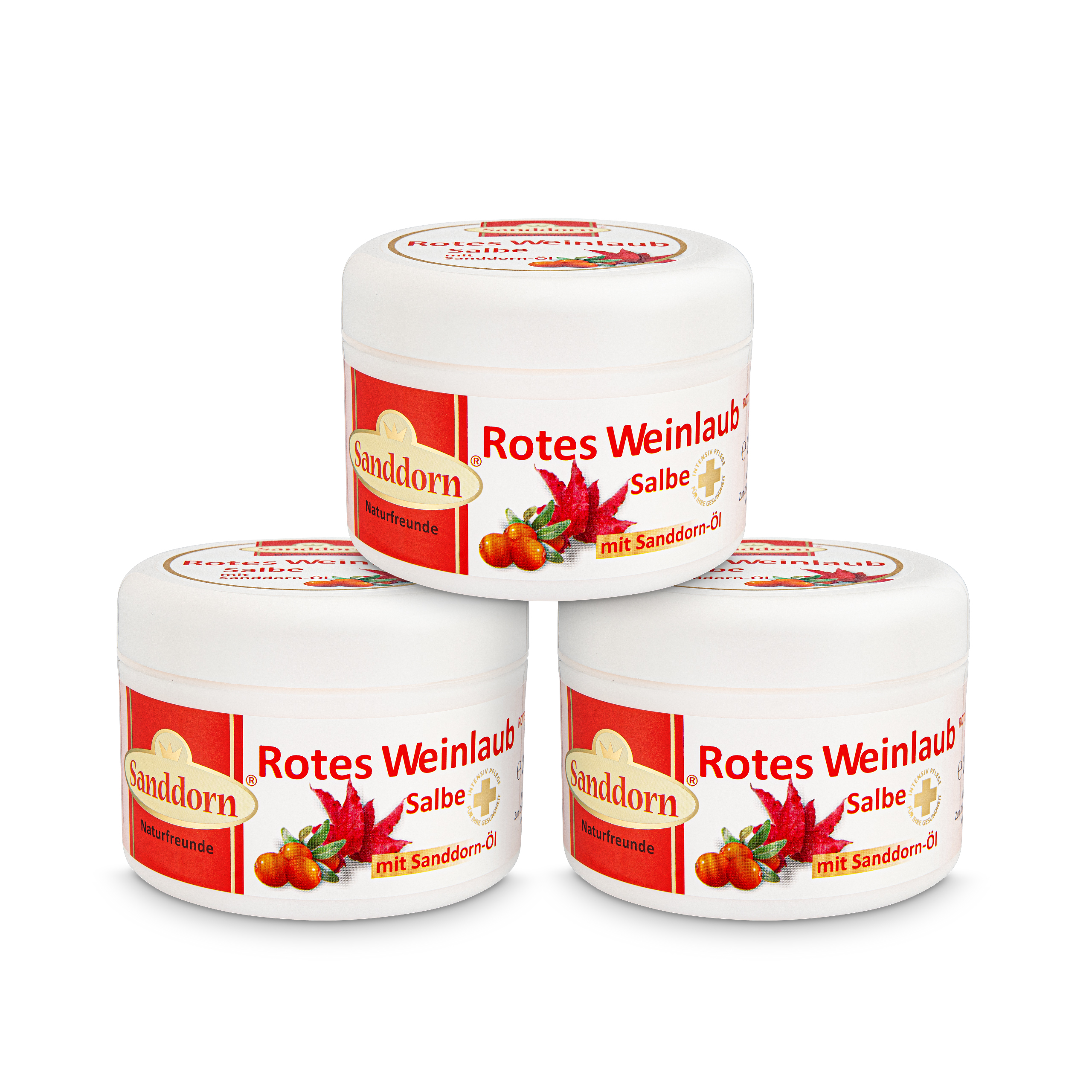 ROTES WEINLAUB Salbe mit Sanddorn-Öl - 250 ml (3er Set) ROTES WEINLAUB Salbe mit Sanddorn-Öl - 250 ml (3er Set)