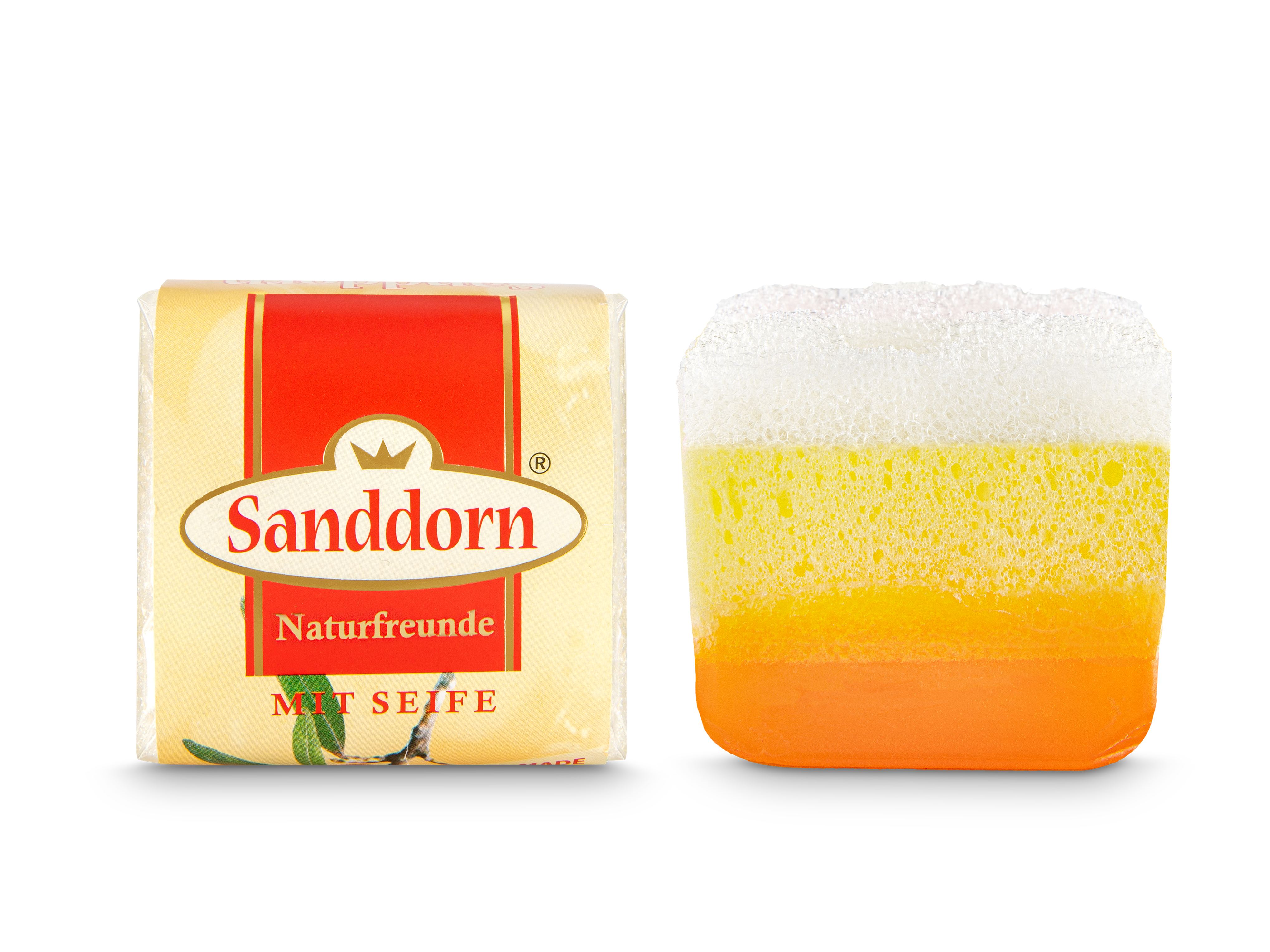 490447_Sanddorn_Pflegeschwamm_Druck Naturfreunde PEELING SEIFE SANDDORN - 65 g