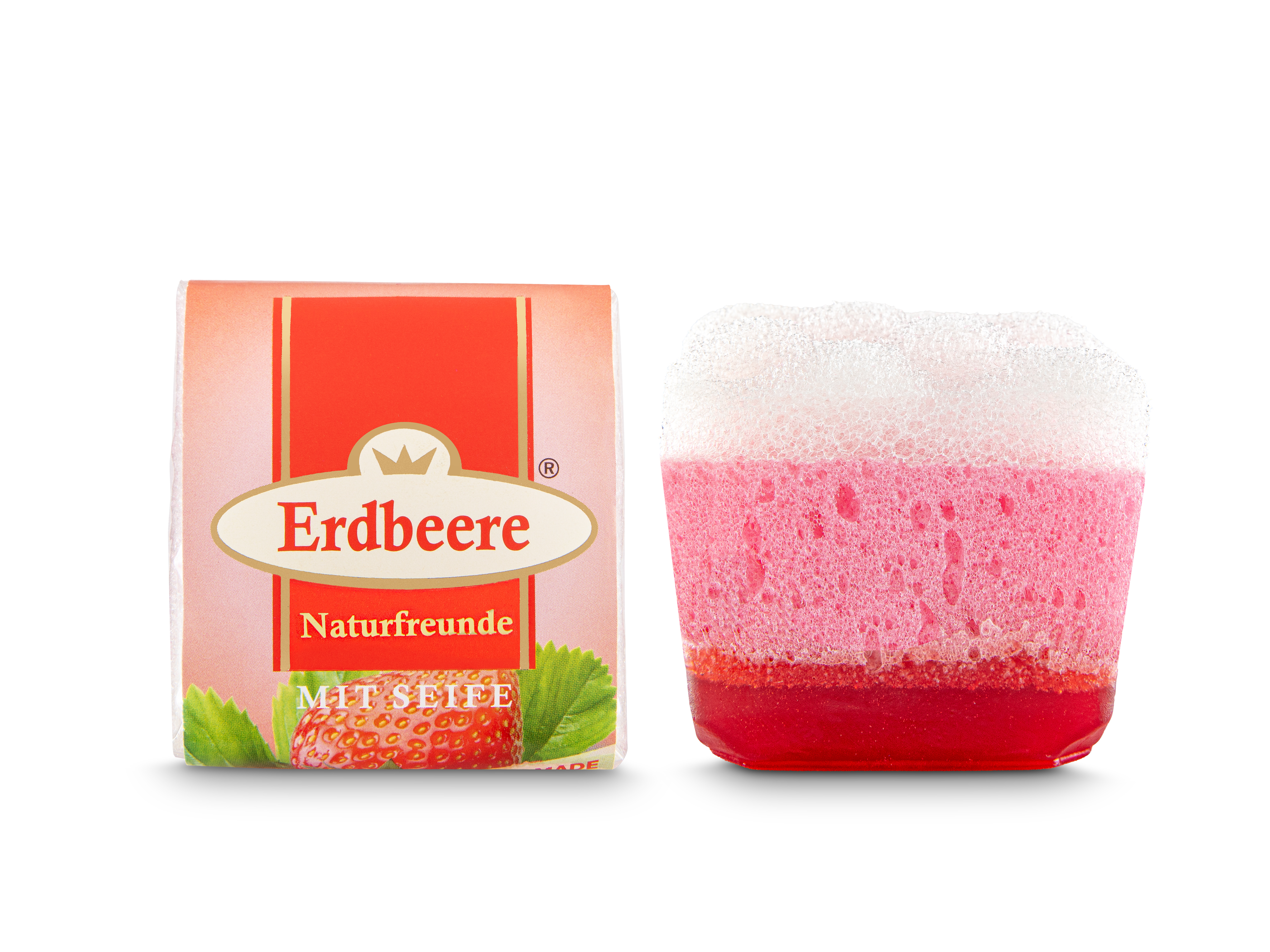 490935_Erdbeere_Pflegeschwamm_Druck Naturfreunde PEELING SEIFE ERDBEERE - 65 g